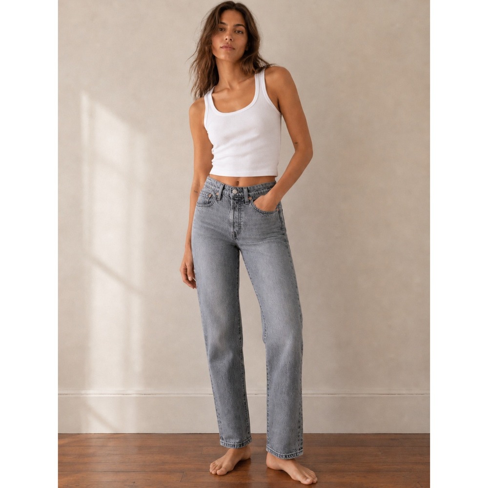 NEW Levis 501 Original High Rise Straight Leg Jeans Gray 26x30